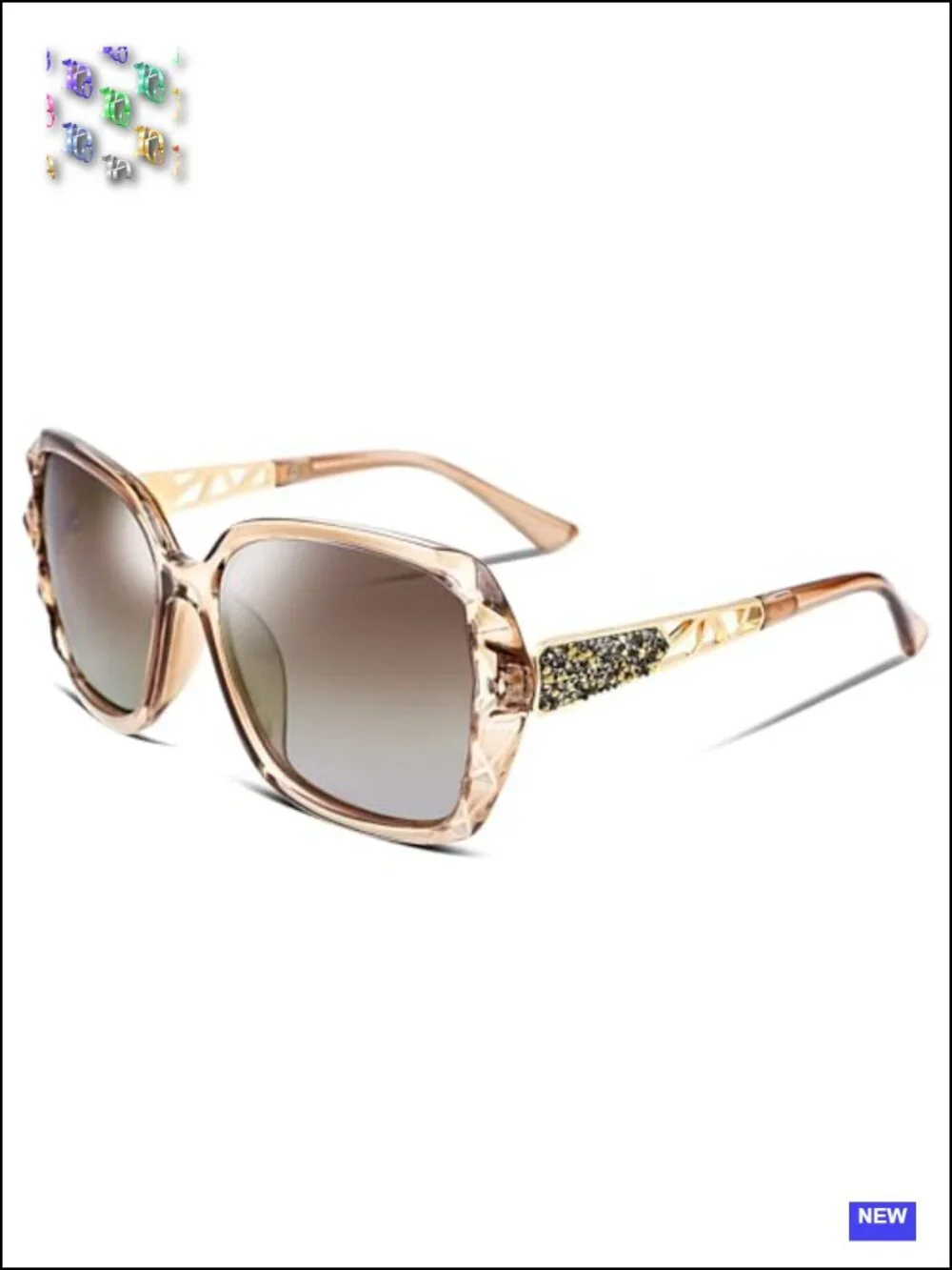 Polarized Women Square Sunglasses Sparkling Composite Shiny Frame